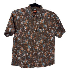 Howler Bros Boys X-Large Western Short Sleeve Cactus Rooster Pearl Snap Shirt